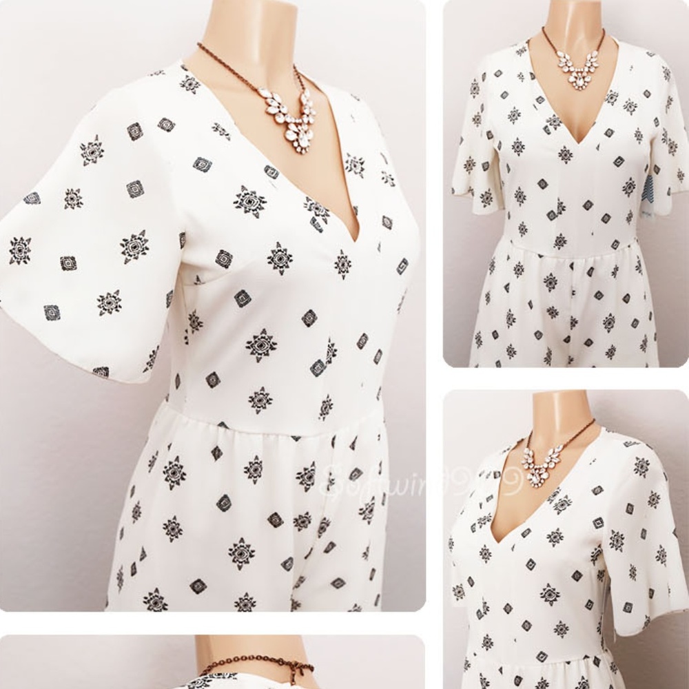 ☝️Last one ☝️Ivory V Neck Flutter Boho CUTE Romper - Picture 4 of 8